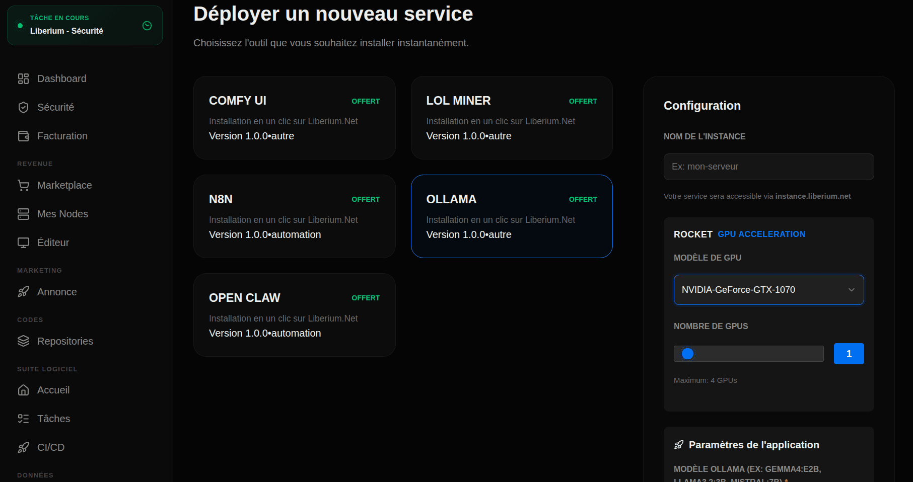 Déploiement d'Applications